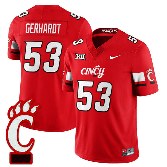Gavin Gerhardt Jersey #53 Cincinnati Bearcats Football 2025 Stitched Red