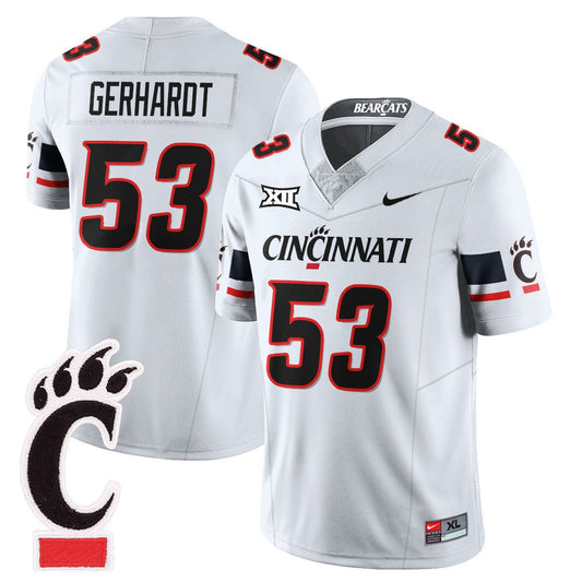 Gavin Gerhardt Jersey #53 Cincinnati Bearcats Football 2025 Stitched White