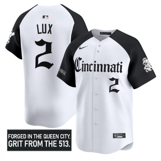 Gavin Lux Jersey #2 Cincinnati Reds Gothic Queen City Edition Stitched