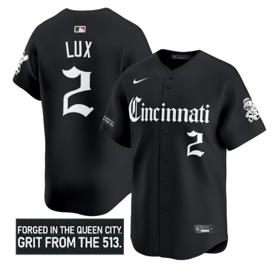Gavin Lux Jersey #2 Cincinnati Reds Gothic Queen City Edition Stitched Black