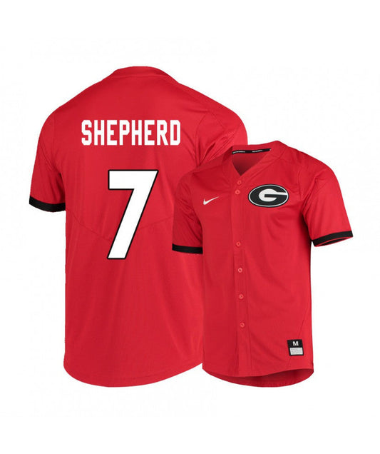 Georgia Bulldogs 7 Cam Shepherd Red Elite College Baseball Jersey