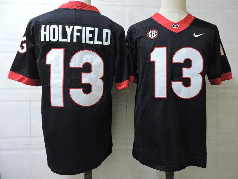 Georgia Bulldogs Elijah Holyfield Jersey #13 College Football Game Black