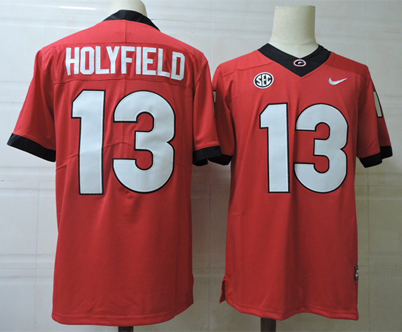 Georgia Bulldogs Elijah Holyfield Jersey #13 College Football Game Red