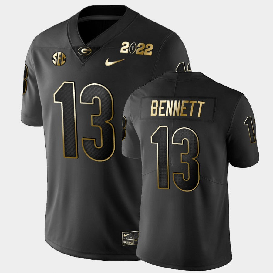 Georgia Bulldogs #13 Stetson Bennett Black 2021 National Champions Golden Jersey