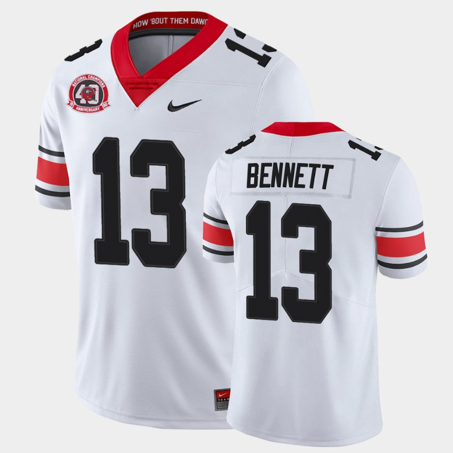 Georgia Bulldogs #13 Stetson Bennett White College Football 40th Anniversary Alternate Jersey