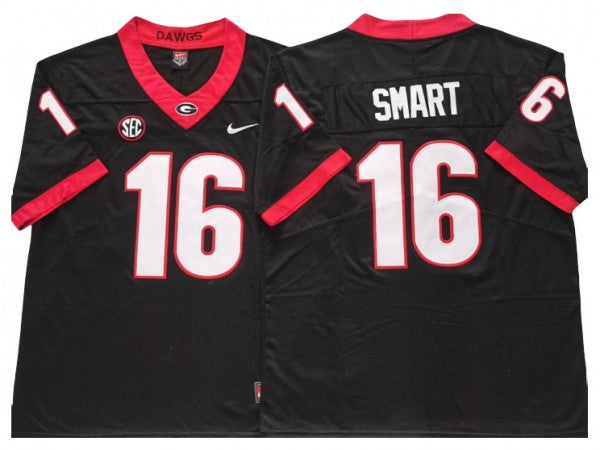 Georgia Bulldogs #16 Kirby Smart Black Football Jersey