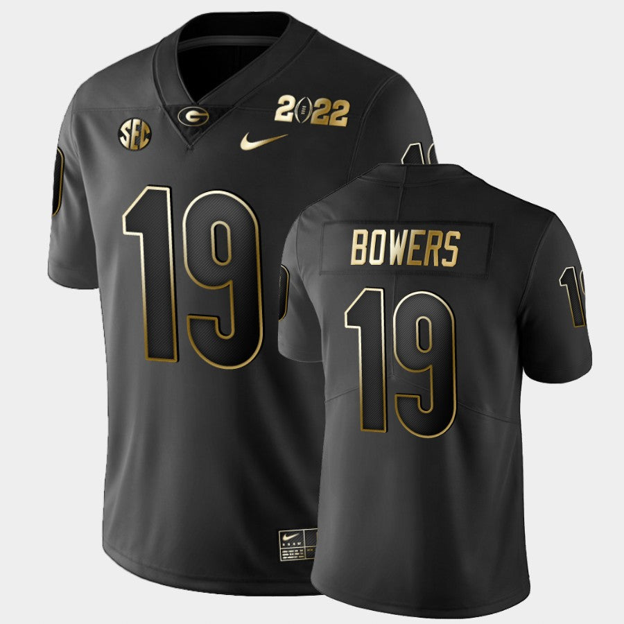 Georgia Bulldogs #19 Brock Bowers Black 2021 National Champions Golden Jersey