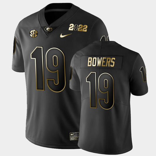 Georgia Bulldogs #19 Brock Bowers Black 2021 National Champions Golden Jersey