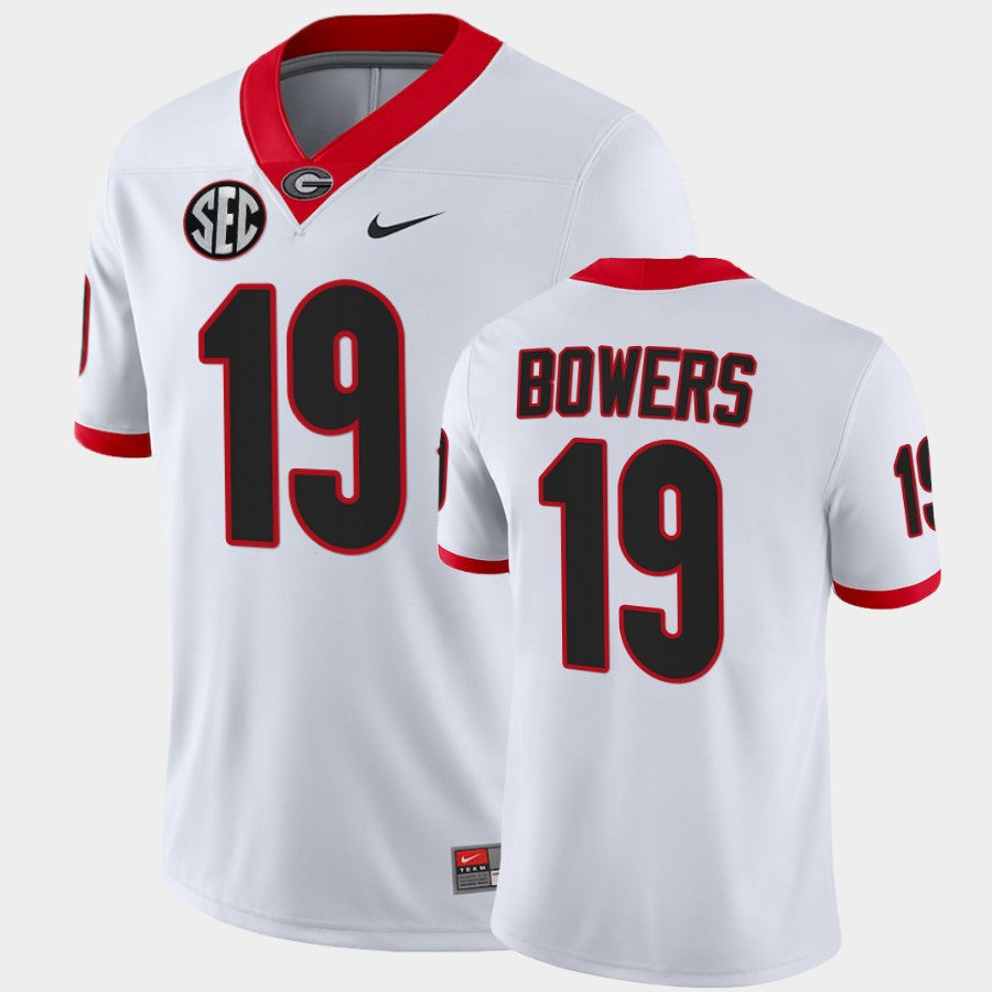 Georgia Bulldogs #19 Brock Bowers White College Football Game Jersey