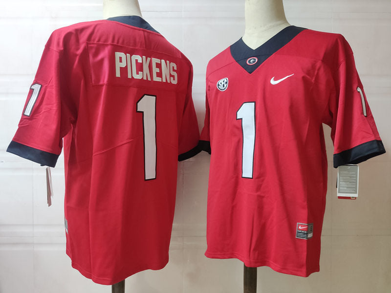 Georgia Bulldogs #1 George Pickens NCAA Football Jersey Red