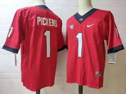 Georgia Bulldogs #1 George Pickens NCAA Football Jersey Red