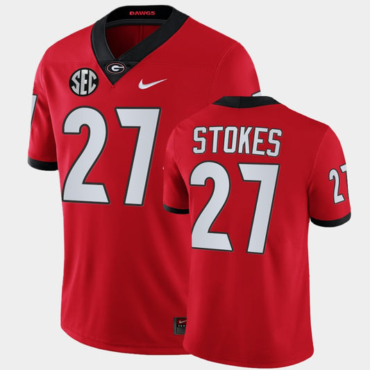 Georgia Bulldogs #27 Eric Stokes Red College Football Alumni Jersey