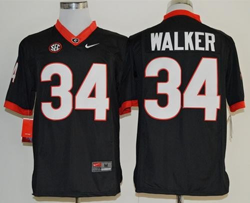 Georgia Bulldogs #34 Herschel Walker NCAA Black SEC Patch Jersey