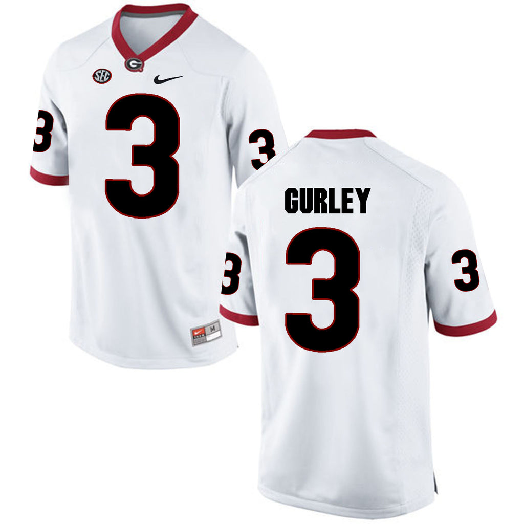 Georgia Bulldogs #3 Todd Gurley II College Football Jersey White SEC Patch