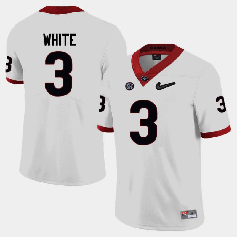 Georgia Bulldogs #3 Zamir White College Football Jersey Limited White