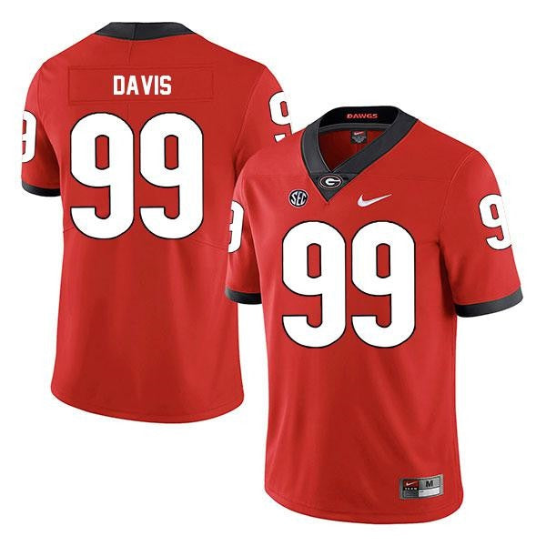 Georgia Bulldogs #99 Jordan Davis Jersey Red College Football NCAA