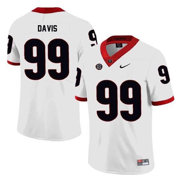 Georgia Bulldogs #99 Jordan Davis Jersey White College Football NCAA