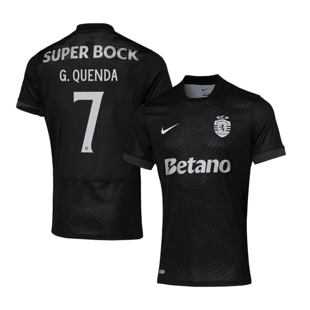 Geovany Quenda 7 Sporting CP 2025-26 Away Match Jersey – Black