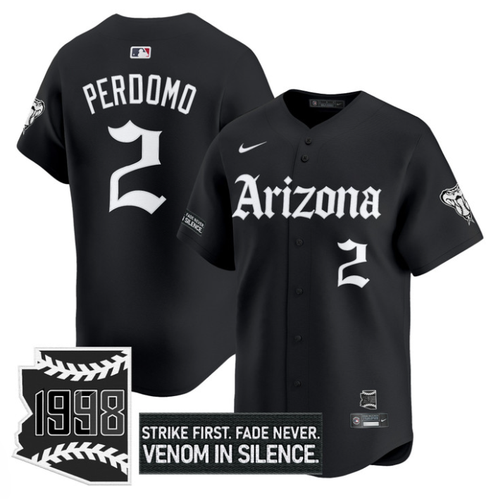 Geraldo Perdomo Jersey #2 Arizona Diamondbacks Gothic Desert Fang Edition Black
