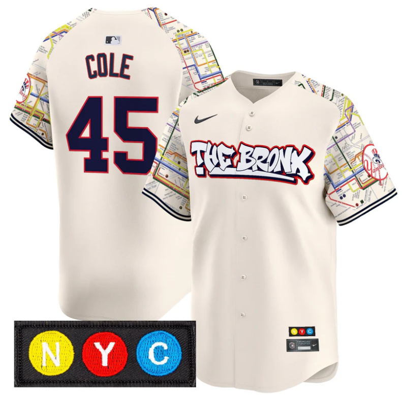 Gerrit Cole Jersey #45 New York Yankees The Bronx Subway Style Premier Stitched Lexington Line