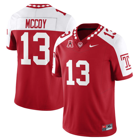 Gevani McCoy Jersey #13 Temple Football 2025 Vapor Limited Stitched Alternate