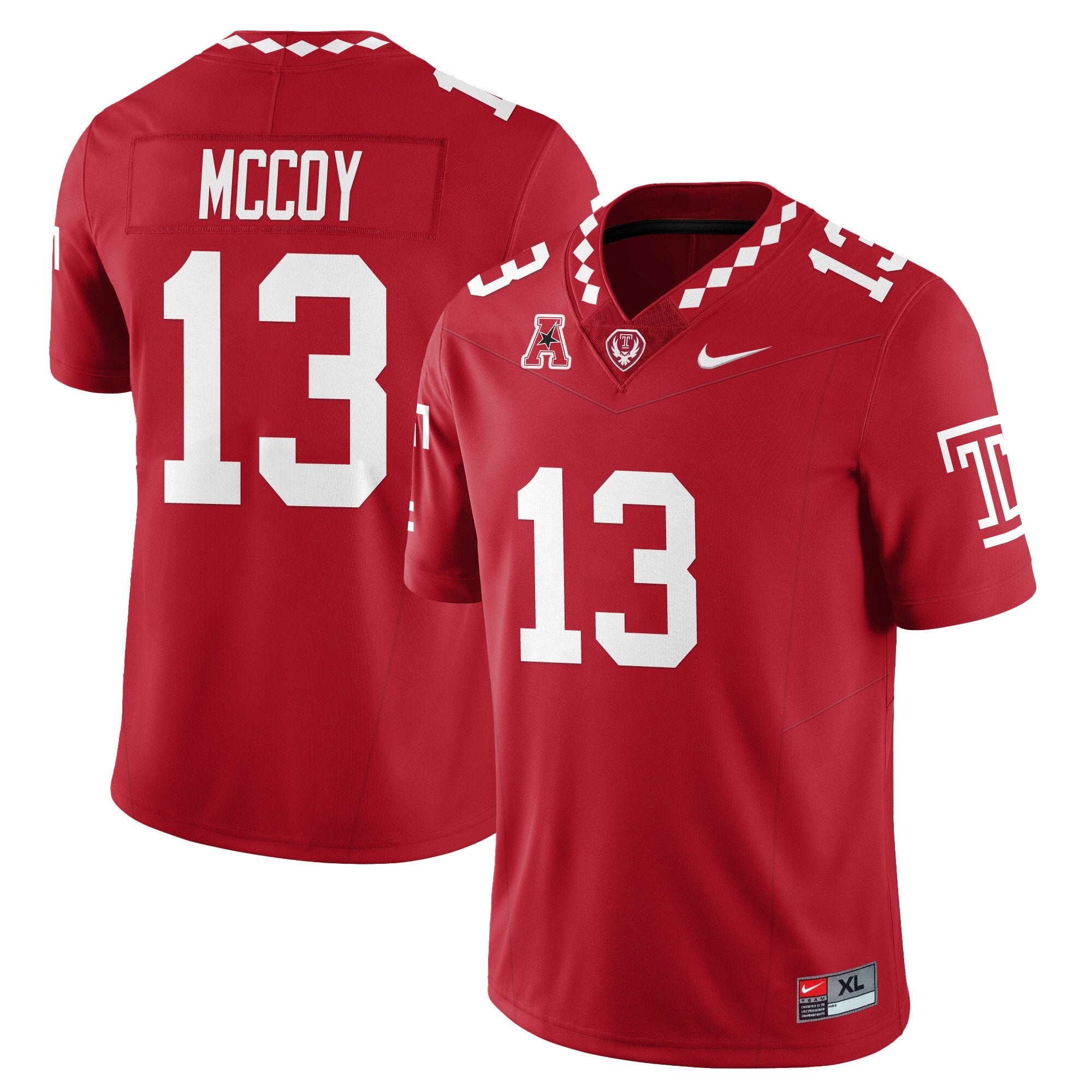 Gevani McCoy Jersey #13 Temple Football 2025 Vapor Limited Stitched Red