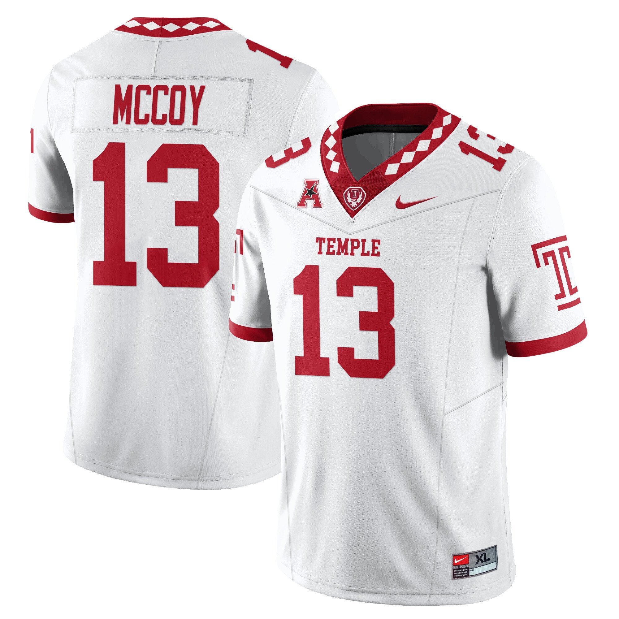 Gevani McCoy Jersey #13 Temple Football 2025 Vapor Limited Stitched White