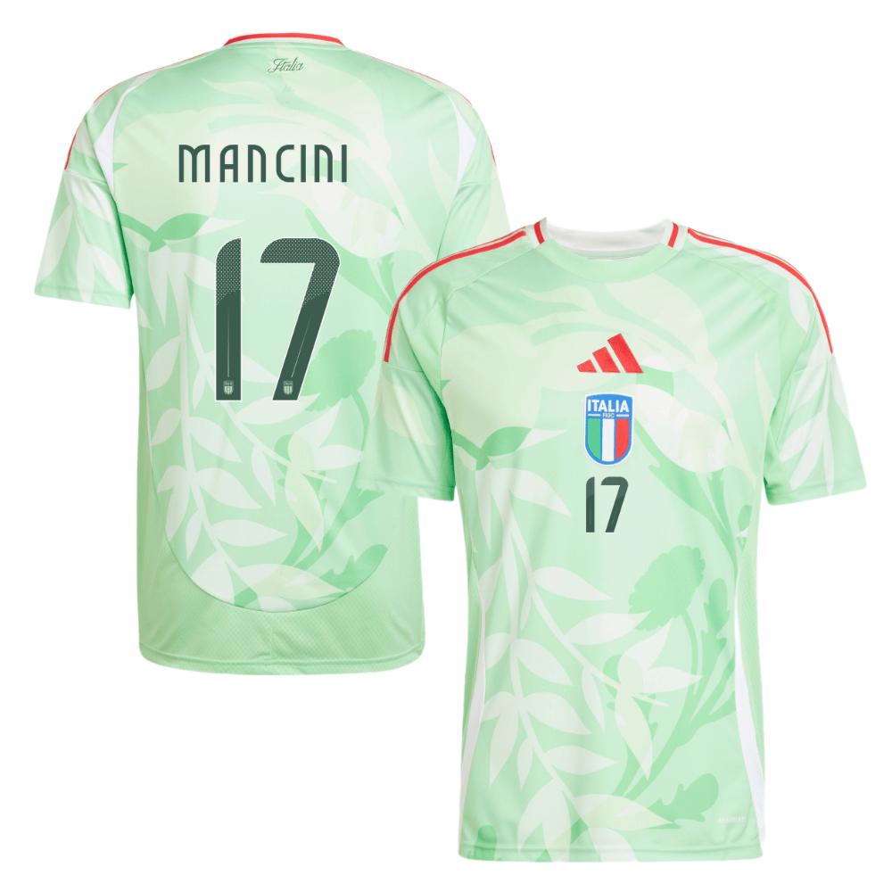 Gianluca Mancini 17 Italy National Team 2025-26 Away Men Jersey – Green