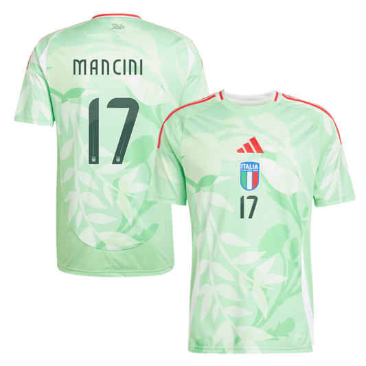 Gianluca Mancini 17 Italy National Team 2025-26 Away Men Jersey – Green