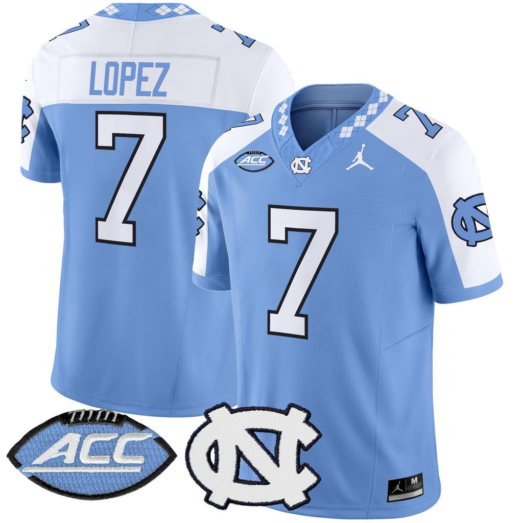 Gio Lopez Jersey #7 North Carolina Tar Heels 2025 Limited Stitched Blue Alter