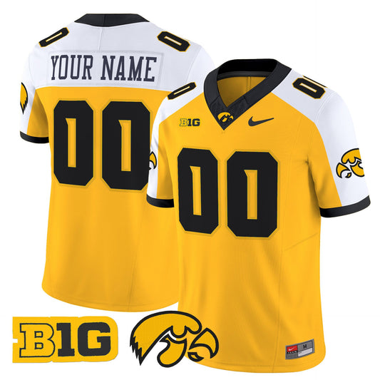 Custom Iowa Hawkeyes Jersey Name, Number  2025 Limited Stitched Gold Alternate