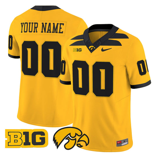 Custom Iowa Hawkeyes Jersey Name, Number  2025 Limited Stitched Gold
