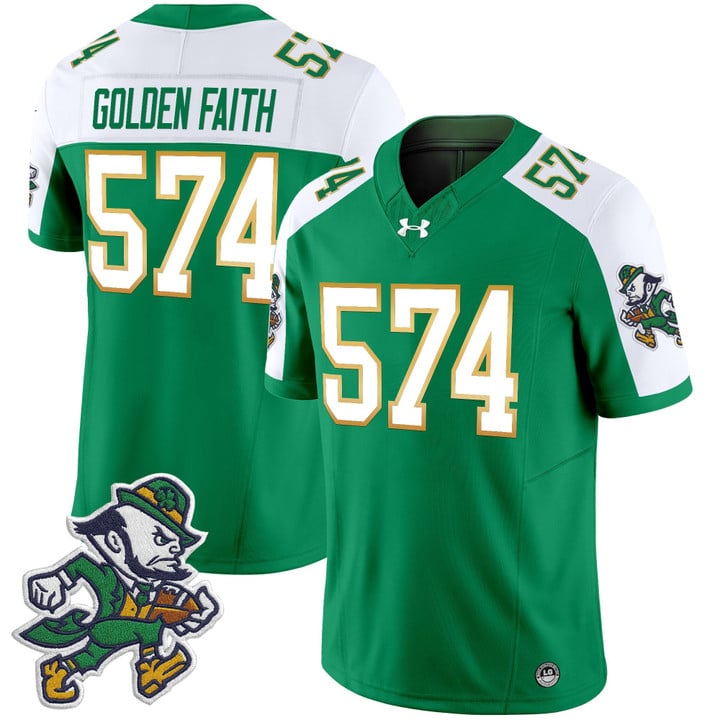 Golden Faith Jersey #574 Notre Dame 2025 Gridiron Leprechaun Edition Green Alter