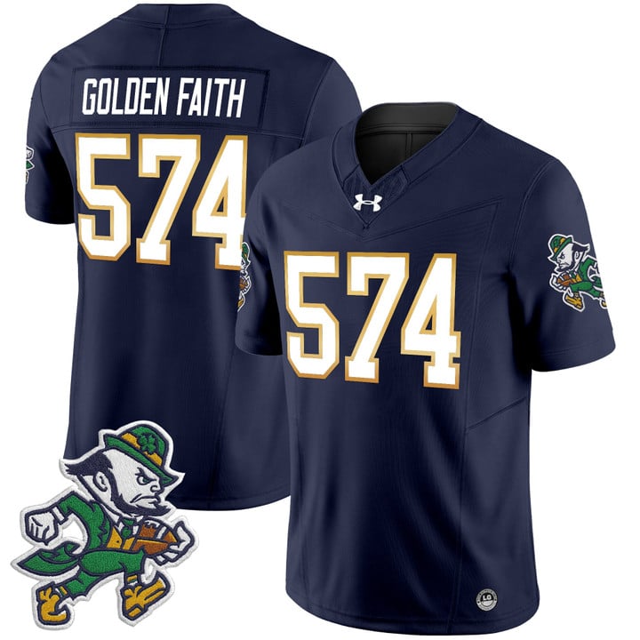 Golden Faith Jersey #574 Notre Dame 2025 Gridiron Leprechaun Edition Navy