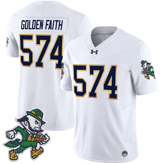 Golden Faith Jersey #574 Notre Dame 2025 Gridiron Leprechaun Edition White