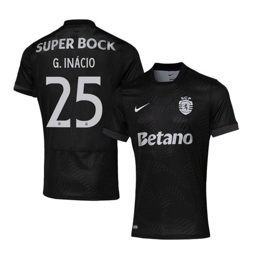 Gonçalo Inácio 25 Sporting CP 2025-26 Away Match Jersey – Black