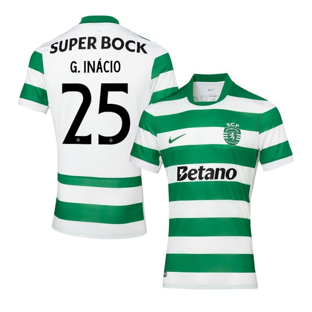 Gonçalo Inácio 25 Sporting CP 2025-26 Home Match Jersey – Green