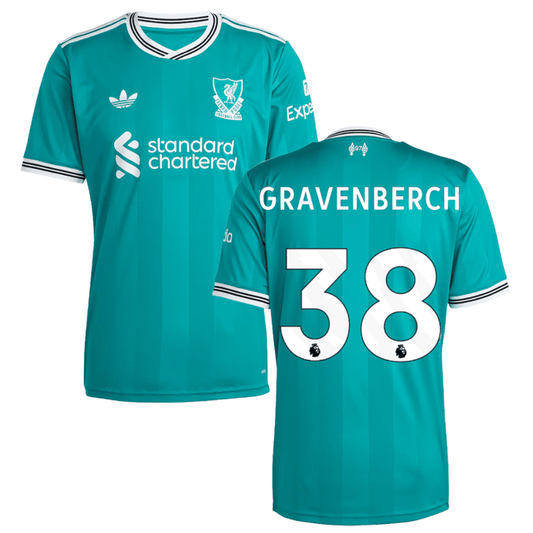 Gravenberch 38 Liverpool 2025-26 Third Match Jersey – Aqua