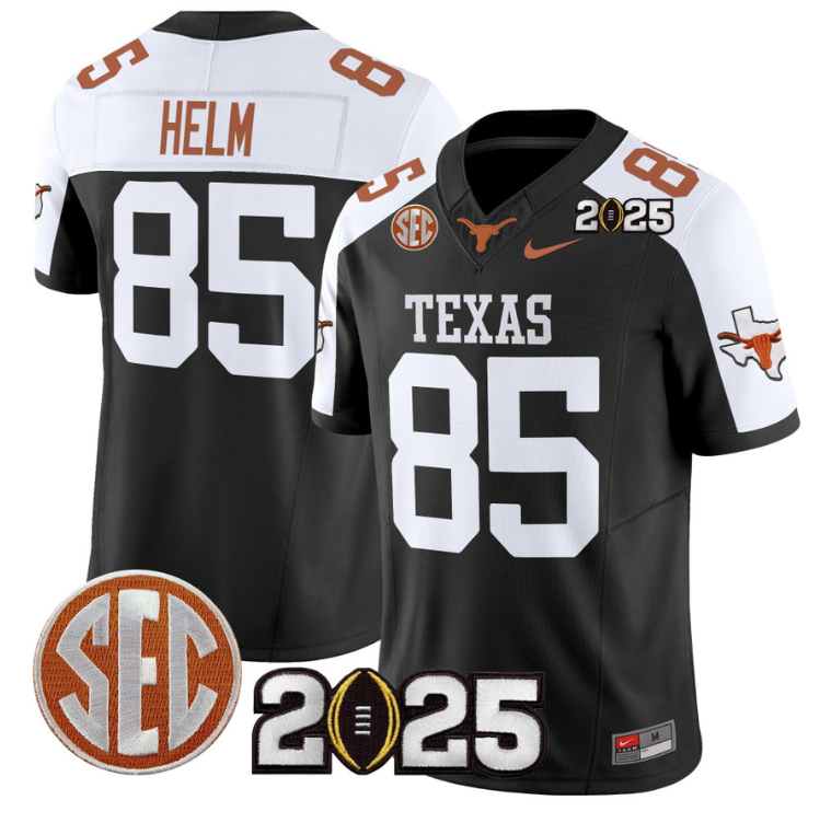 Gunnar Helm Jersey #85 Texas Longhorns 2025 CFP Final Patch Black Alternate
