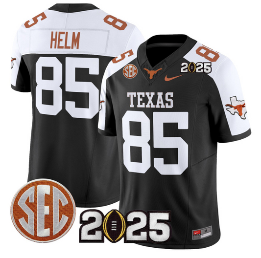 Gunnar Helm Jersey #85 Texas Longhorns 2025 CFP Final Patch Black Alternate
