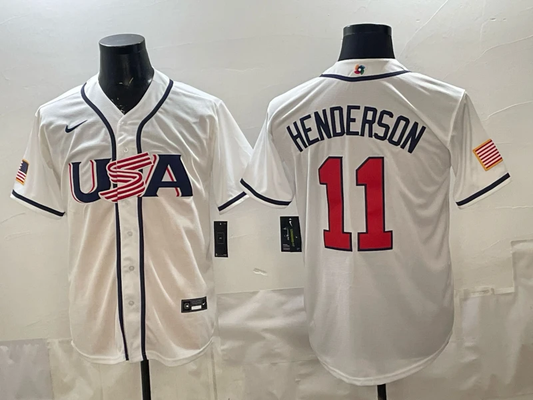 Gunnar Henderson Jersey #11 USA Baseball 2026 World Baseball Stitched White