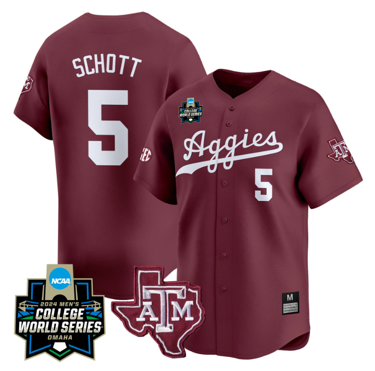 Hayden Schott Jersey #5 Texas AM Aggies 2024 College World Series Vapor Premier Limited NCAA Baseball Stitched Maroon