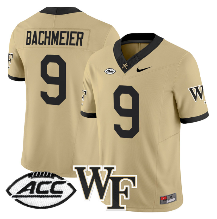 Hank Bachmeier Jersey #9 Wake Forest Demon Deacons 2024 Stitched Gold