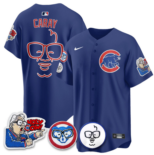 Harry Caray Jersey Chicago Cubs Harry Caray Holy Cow Patch Premier Limited Stitched Royal