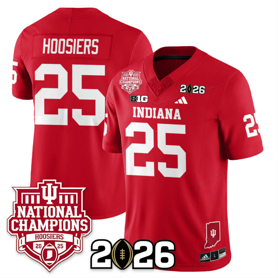 Hoosiers Jersey #25 Indiana Hoosiers 2025 National Champions Stitched Red