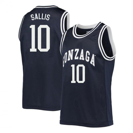 Hunter Sallis Jersey Gonzaga Bulldogs College Basketball Navy #101