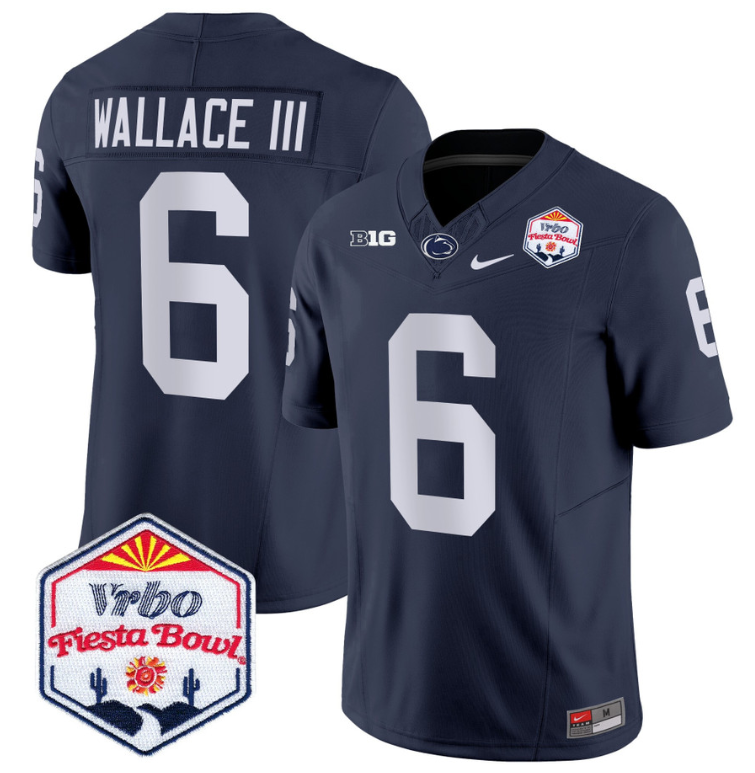 Harrison Wallace III Jersey #6 Penn State 2024 Fiesta Bowl Patch Navy