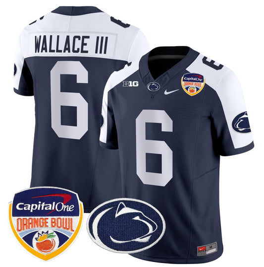 Harrison Wallace III Jersey #6 Penn State Orange Bowl Patch Navy Alternate