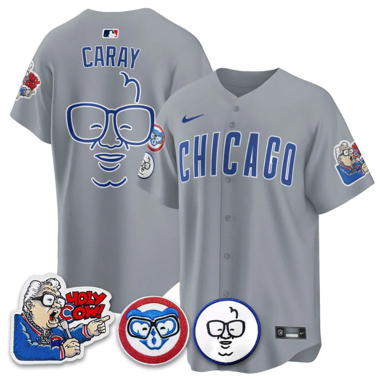 Harry Caray Jersey Chicago Cubs Harry Caray Holy Cow Patch Premier Limited Stitched Gray