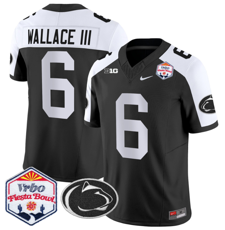 Harrison Wallace III Jersey #6 Penn State 2024 Fiesta Bowl Patch Black Alternate